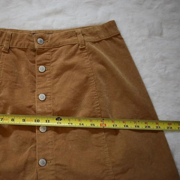 Boho Corduroy Button Front Skirt Mini Sz 29 Camel Retro 70s Cowgirl Western - Picture 10 of 13